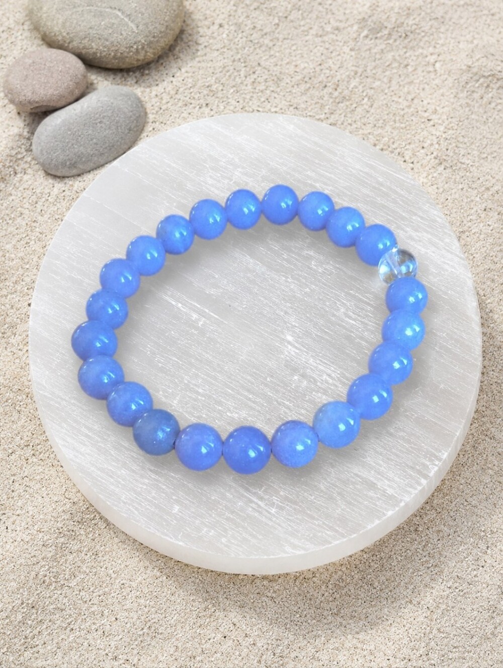 Purple Lepidolite Beaded Stretch Bracelet | Handmade
